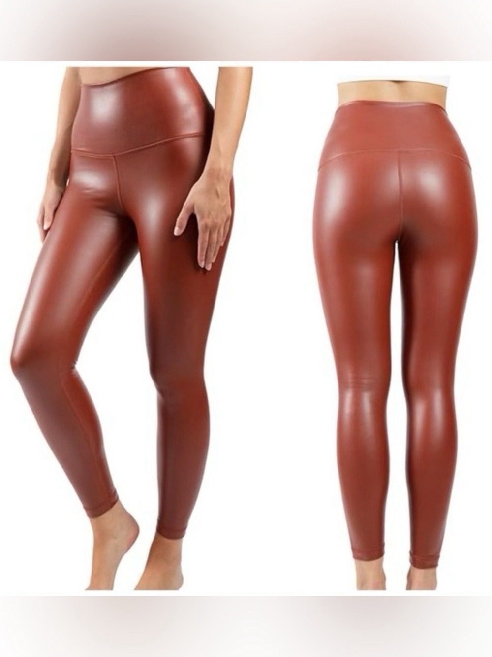 90 Degree by Reflex Large Faux Leather High Waisted Fleece Lined Leggings NWT